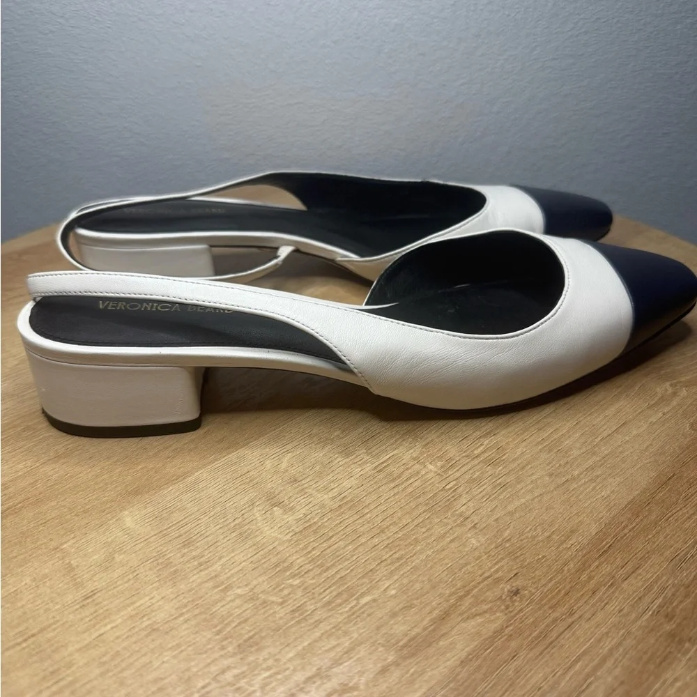 Veronica Beard Cecile Leather Cap-toe Slingback - Picture 7 of 11